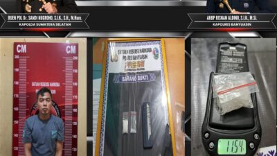 Pengedar Sabu Asal Bangka Dibekuk di Banyuasin, Dua Paket Sabu 11,54 Gram Disita